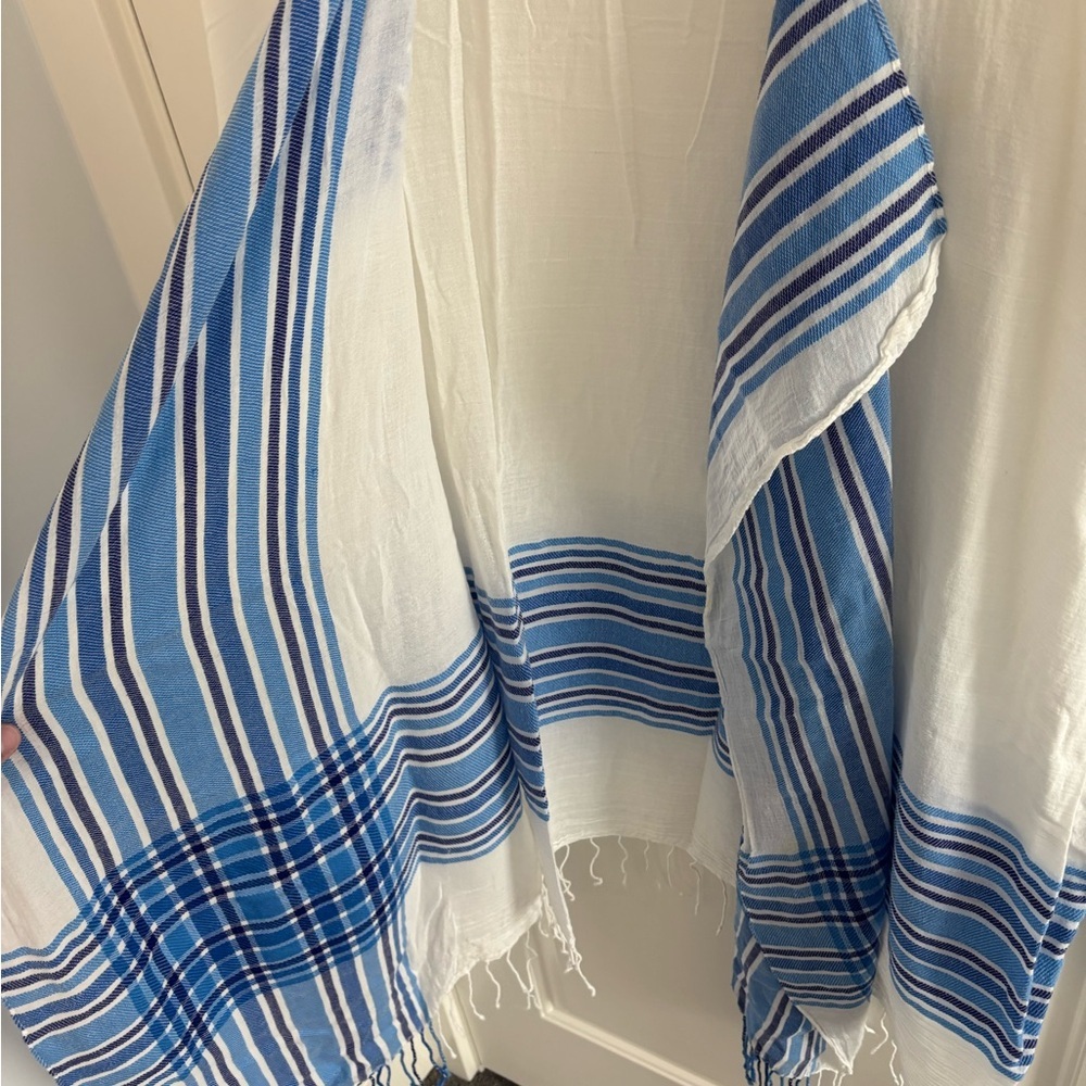J. Crew White and Blue Patterned Coverup - Picture 4 of 6
